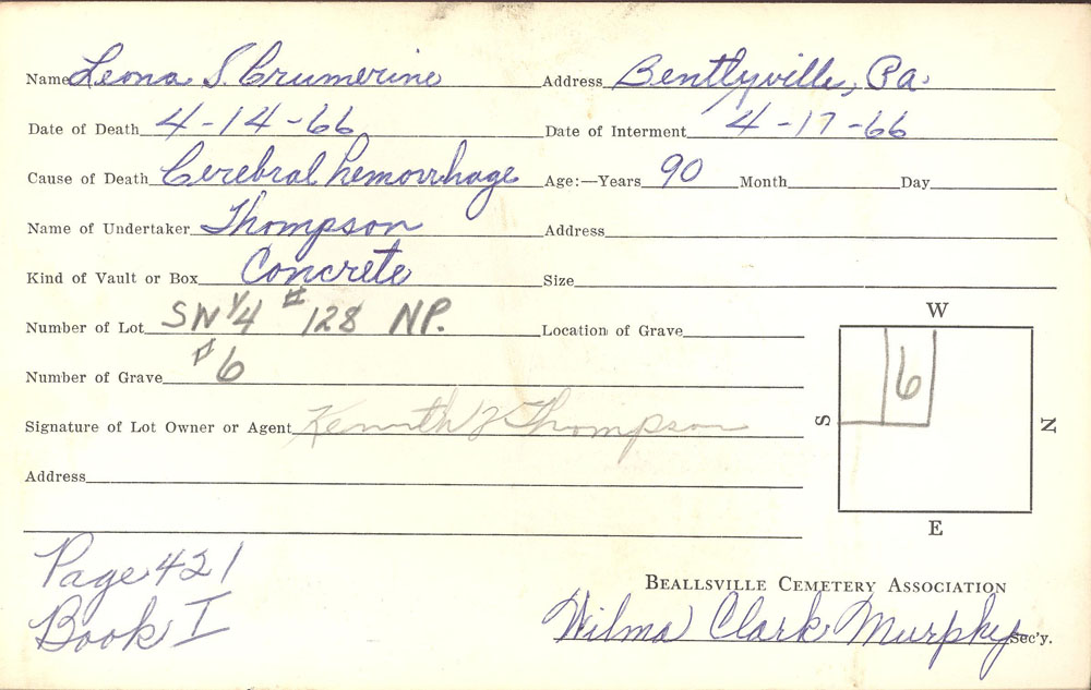 burial card